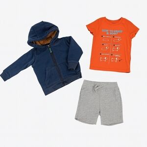 Cozy Navy Hoodie and Orange T-Shirt Set